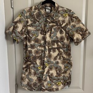 Men's North Face Short-Sleeve Printed Button-Up Shirt - Beige Cactus Pattern